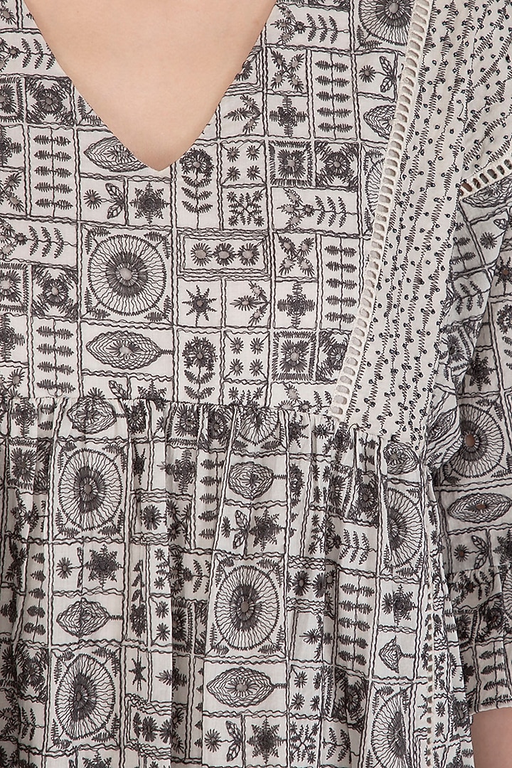 Grey Embroidered Broderie Tunic by Irabira at Pernia's Pop Up Shop