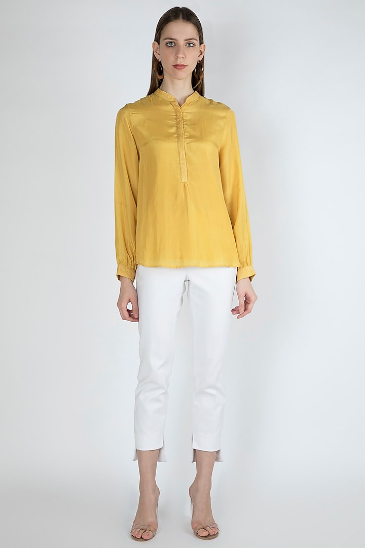 Candle Light Yellow Blouse With Slip by Irabira Urban