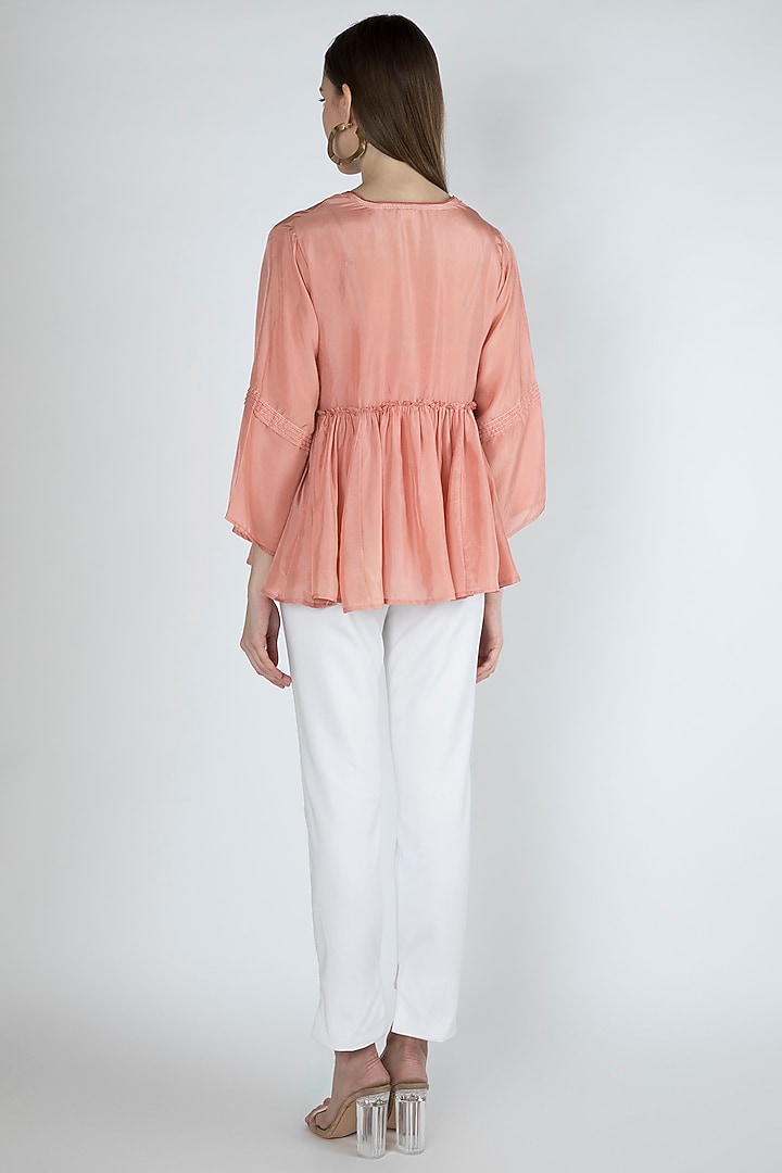 Salmon Pink Gathered Blouse With Slip by Irabira Urban at Pernia's Pop Up Shop