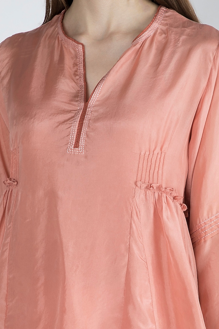 Salmon Pink Gathered Blouse With Slip by Irabira Urban at Pernia's Pop Up Shop