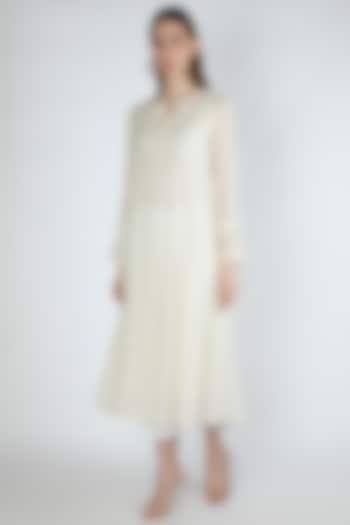 Off White Embroidered Kurta Dress With Slip by Irabira Urban