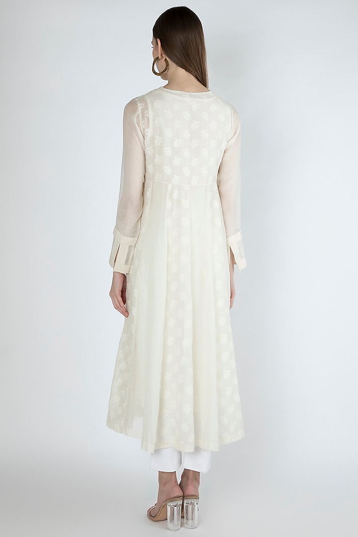 Off White Embroidered Kurta Summer Dress With Slip by Irabira Urban at Pernia's Pop Up Shop
