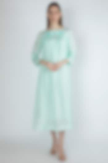 Light Aqua Blue Embroidered Dress With Slip by Irabira at Pernia's Pop Up Shop