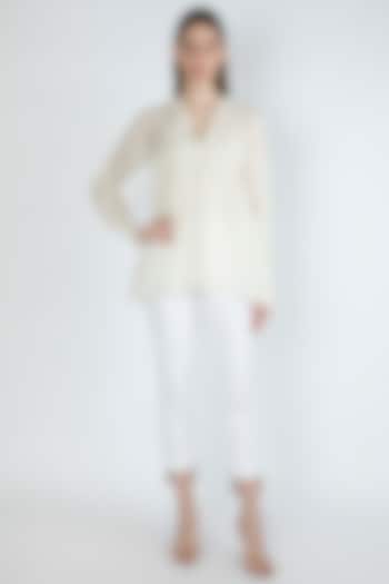 Off White Smocked Blouse With Slip by Irabira Urban