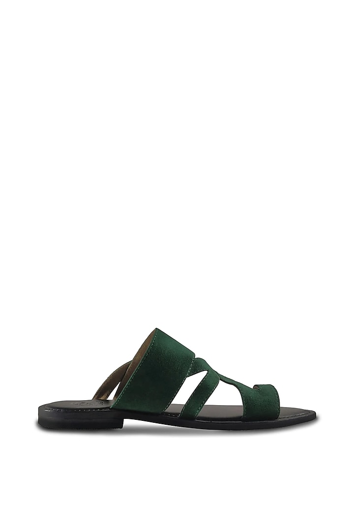 Green Vegan Leather Sandals by IRA SOLES