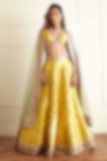 Yellow Banarasi Silk Lehenga Set by Studio Iris