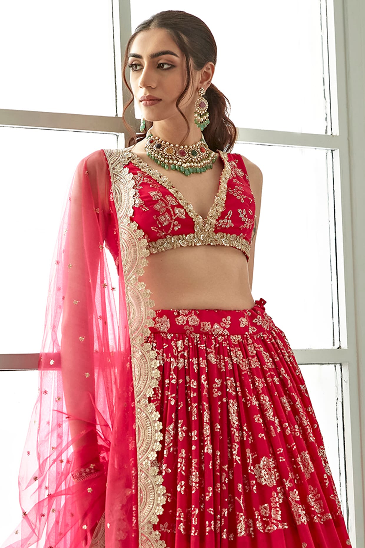 Rani Pink Color Embroidery Work Banarasi Silk Wedding Wear Lehenga Choli  -4531155264 | Heenastyle