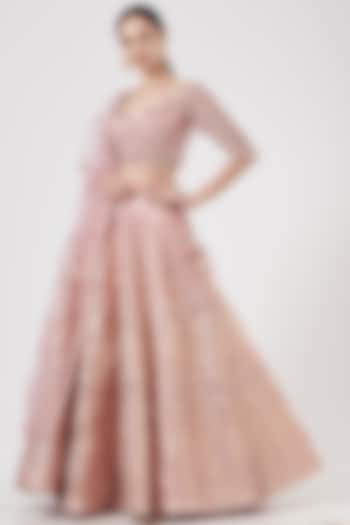 Icy Pink Embroidered Wedding Lehenga Set by Studio Iris at Pernia's Pop Up Shop
