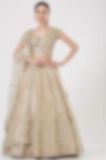 Gold Embroidered Wedding Lehenga Set by Studio Iris at Pernia's Pop Up Shop