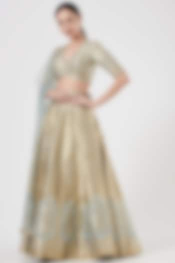 Sky Blue Silk Lehenga Set by Studio Iris at Pernia's Pop Up Shop