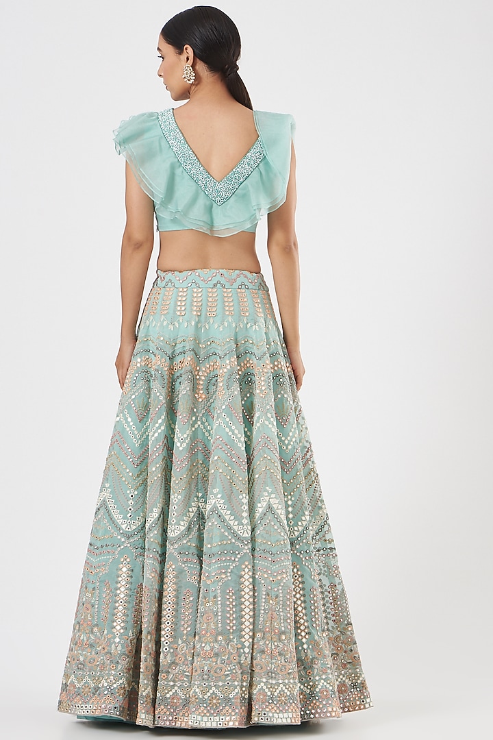 Sky Blue Embroidered Wedding Lehenga Set by Studio Iris at Pernia's Pop Up Shop