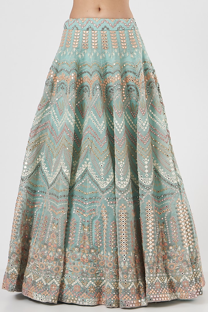 Sky Blue Embroidered Wedding Lehenga Set by Studio Iris at Pernia's Pop Up Shop