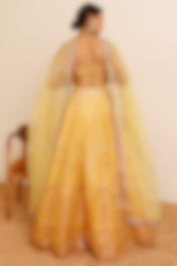 Yellow Organza Embroidered Lehenga Set by Studio Iris