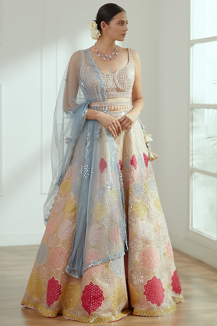 Multi-Colored Embroidered Lehenga Set by Studio Iris