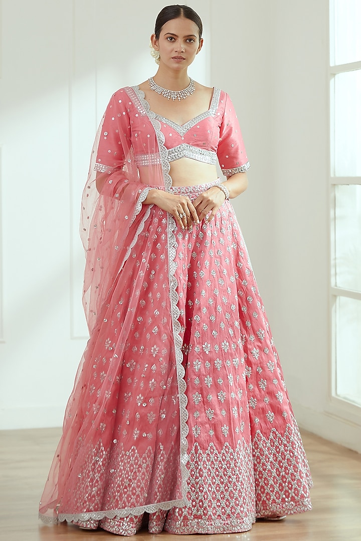 Pink Sequins Embroidered Lehenga Set by Studio Iris