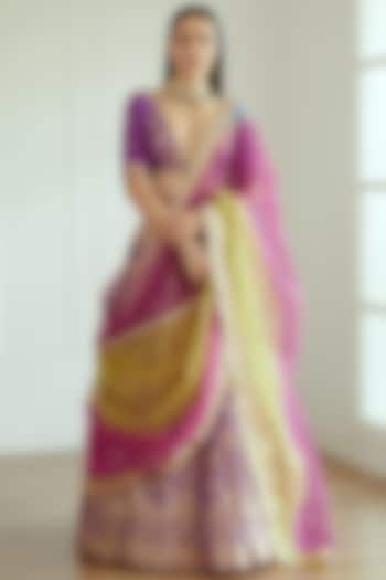 Purple Banarasi Silk Lehenga Set by Studio Iris