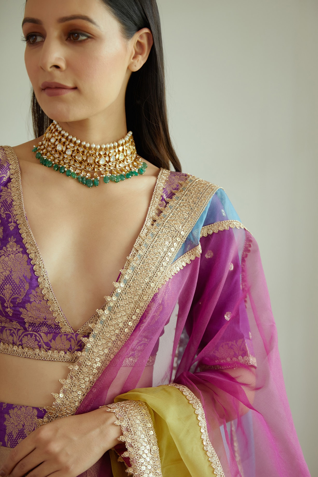 Purple kani silk lehenga set