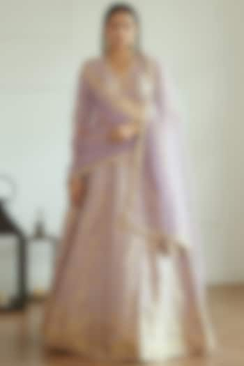 Lavender Banarasi Silk Lehenga Set by Studio Iris at Pernia's Pop Up Shop