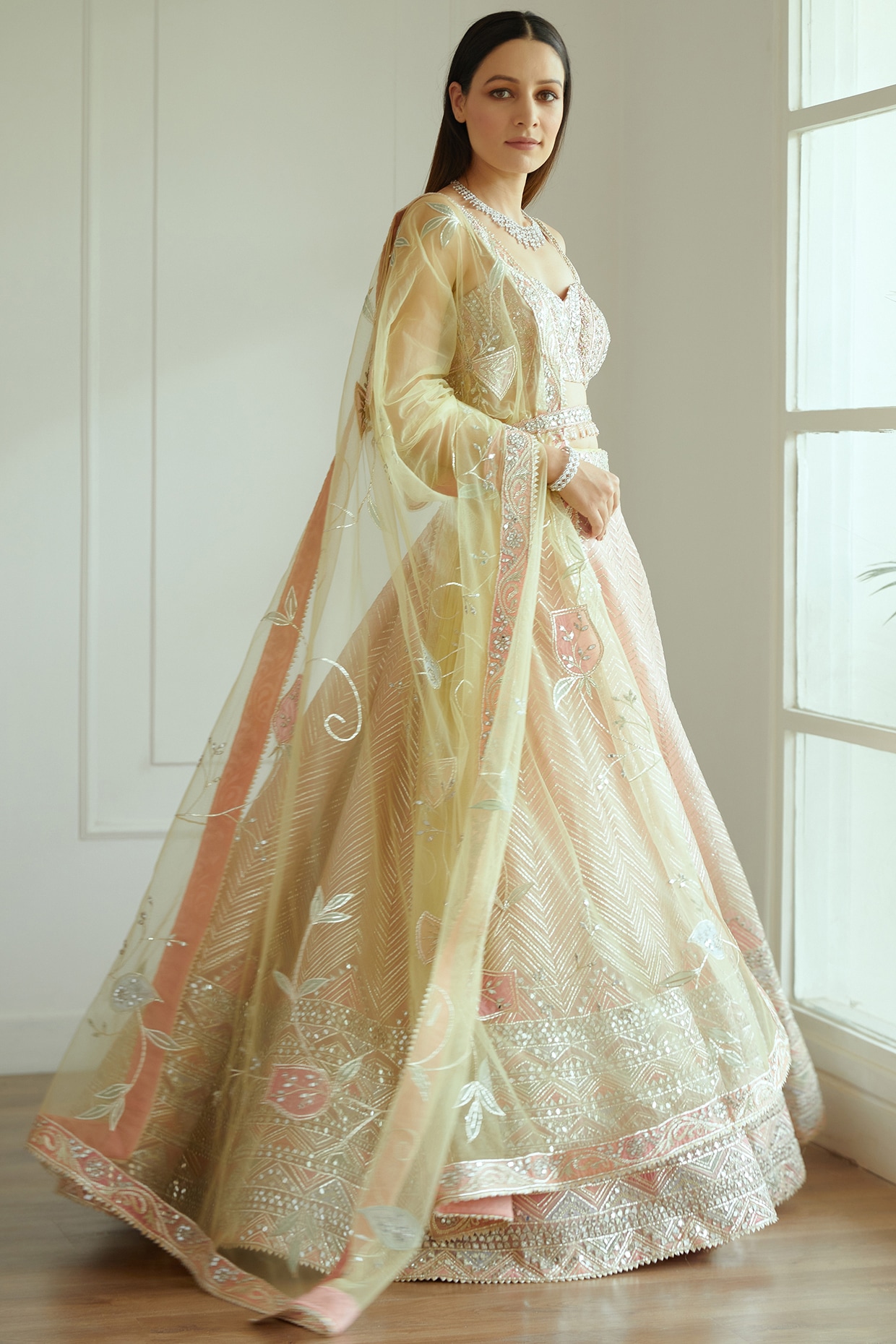 Studio Iris Soft Pastel Pink Embroidered Lehenga Set