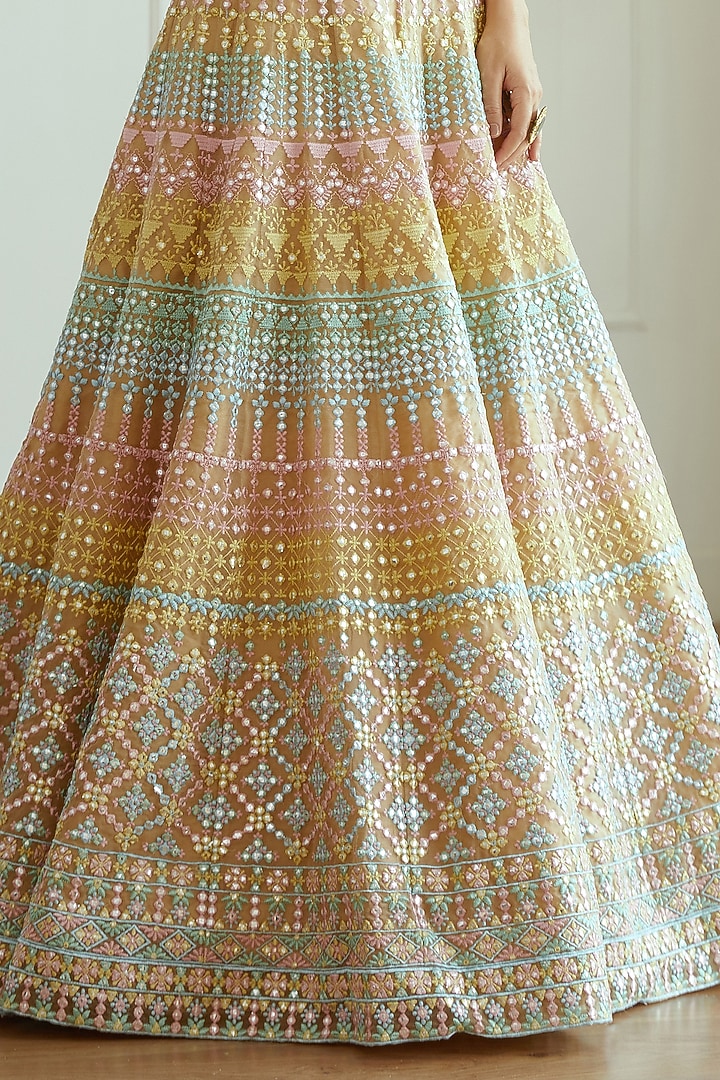 Multi-Colored Mirror Embroidered Wedding Lehenga Set by Studio Iris at Pernia's Pop Up Shop