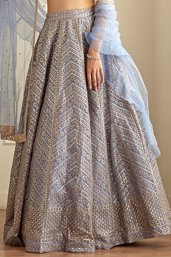 Lavender Organza Embroidered Wedding Lehenga Set by Studio Iris at Pernia's Pop Up Shop