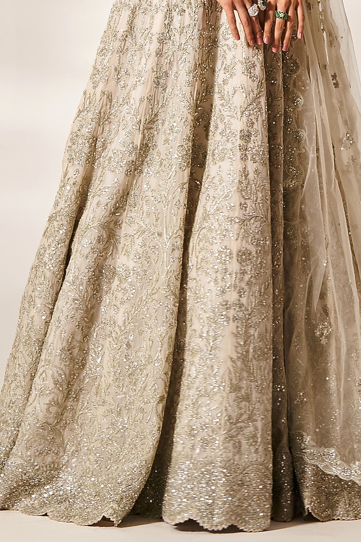 Padmika Beige Organza Lehenga Set
