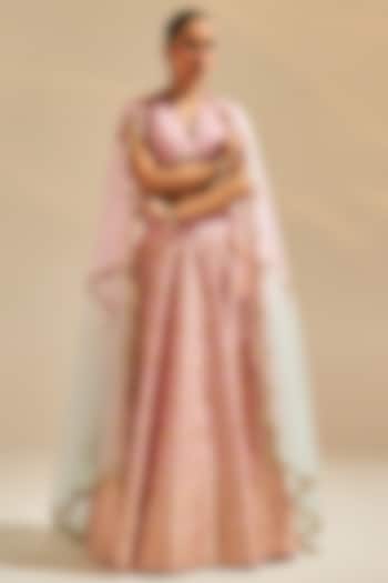 Pink Banarasi Silk Lehenga Set by Studio Iris