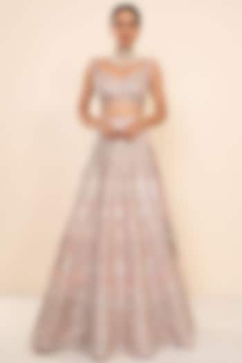 Ice Pink Embroidered Wedding Lehenga Set by Studio Iris at Pernia's Pop Up Shop