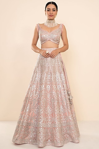Ice Pink Embroidered Lehenga Set by Studio Iris