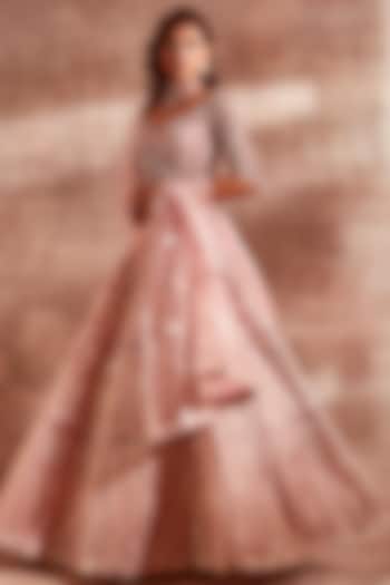Ice Pink Hand Embroidered Wedding Lehenga Set by Studio Iris at Pernia's Pop Up Shop