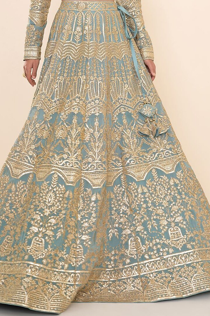 Ice Blue Organza Lehenga Set main image 0