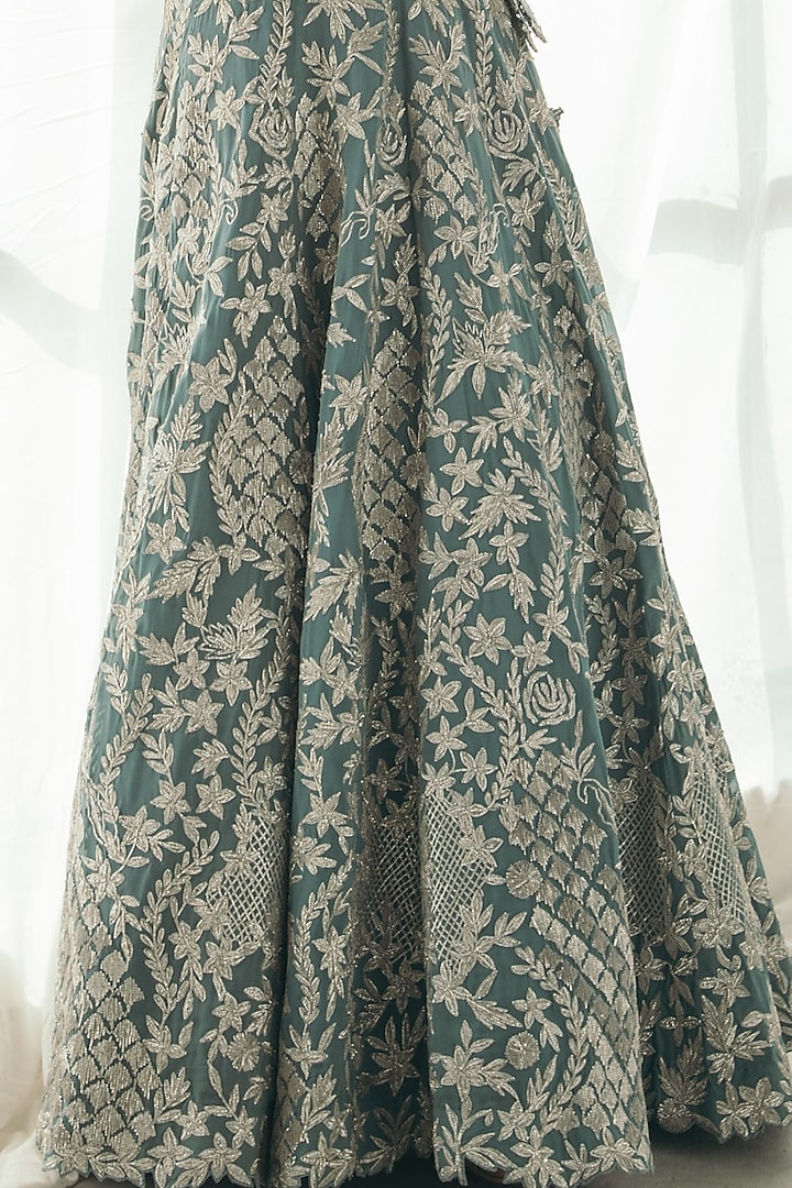 Powder Blue Sequins Embroidered Wedding Lehenga Set by Studio Iris at Pernia's Pop Up Shop