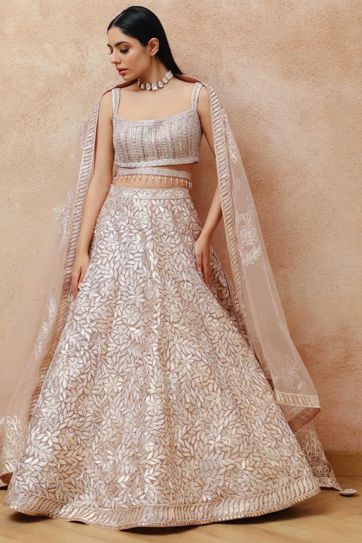 Studio Iris Off-White Embroidered Lehenga Set
