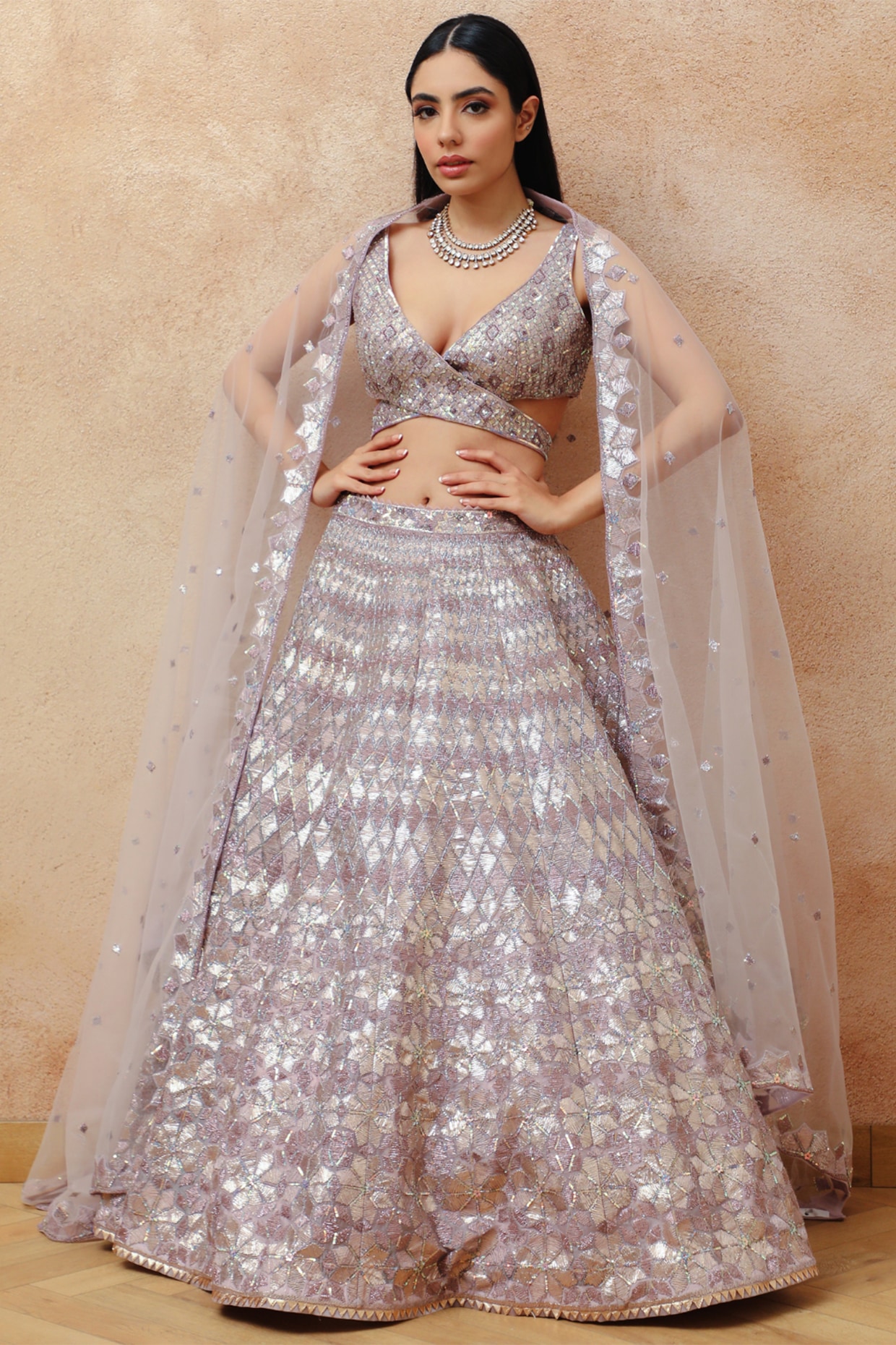 Studio Iris Mauve Embroidered Lehenga Set