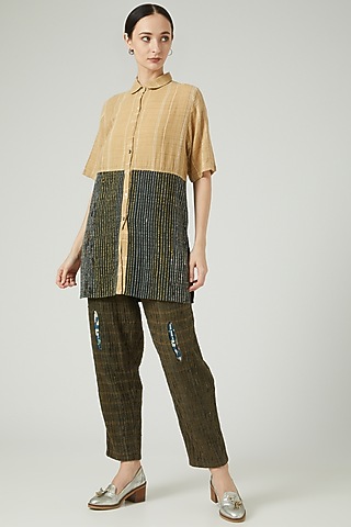 Black & Beige Printed Shirt by Iro Iro