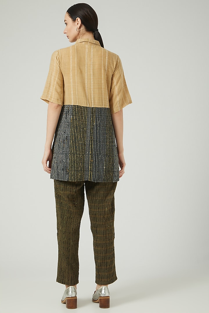 Black & Beige Printed Shirt by Iro Iro at Pernia's Pop Up Shop