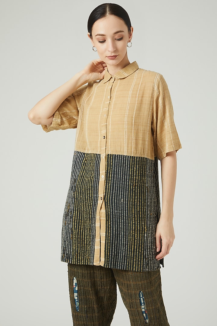 Black & Beige Printed Shirt by Iro Iro at Pernia's Pop Up Shop