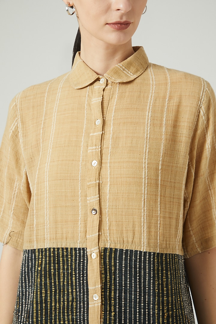 Black & Beige Printed Shirt by Iro Iro at Pernia's Pop Up Shop