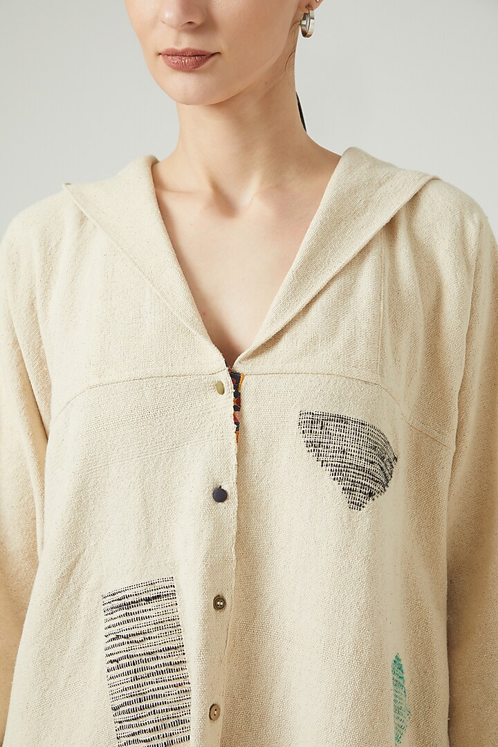 White Printed Jacket by Iro Iro at Pernia's Pop Up Shop