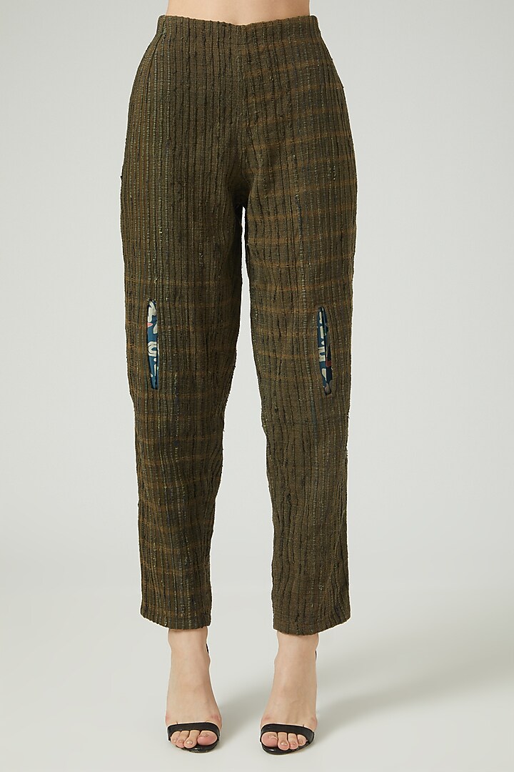 Beetle Green Printed Pants by Iro Iro at Pernia's Pop Up Shop