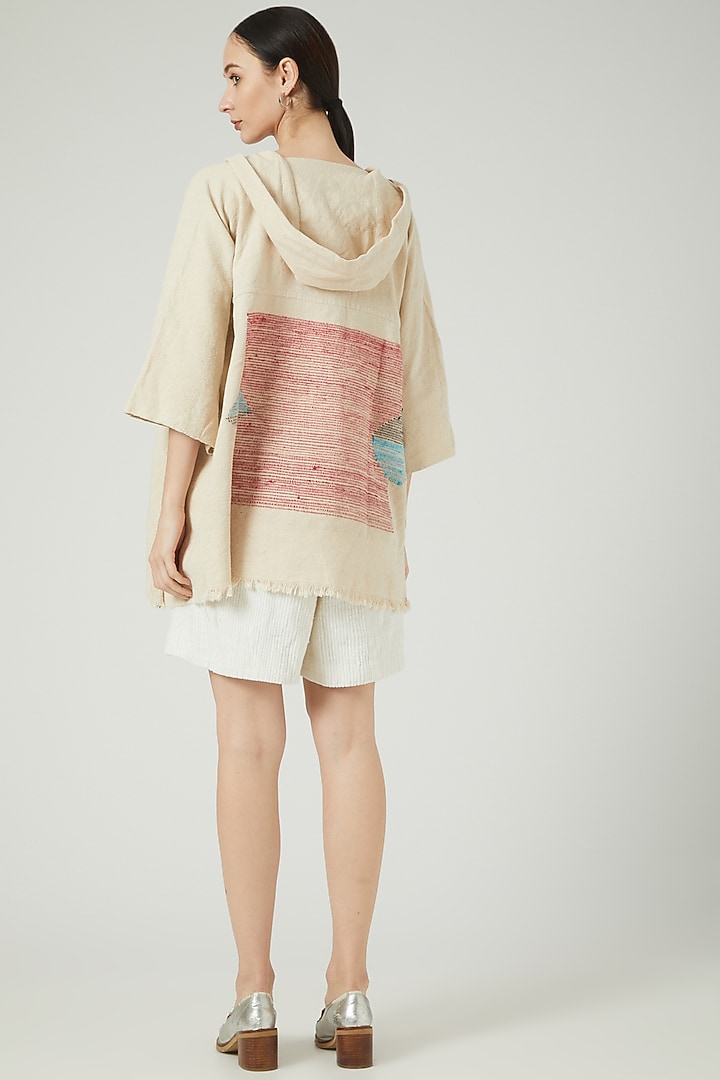 White Geometric Printed Jacket by Iro Iro at Pernia's Pop Up Shop