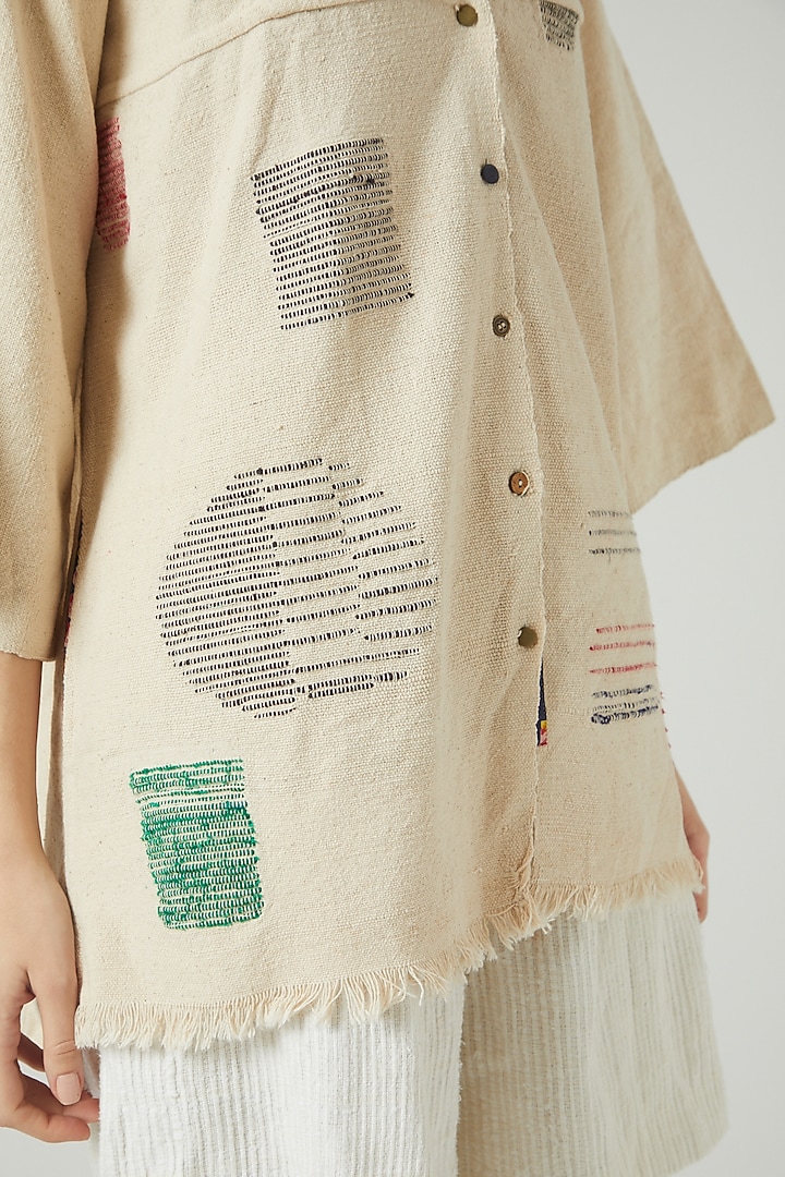White Geometric Printed Jacket by Iro Iro at Pernia's Pop Up Shop