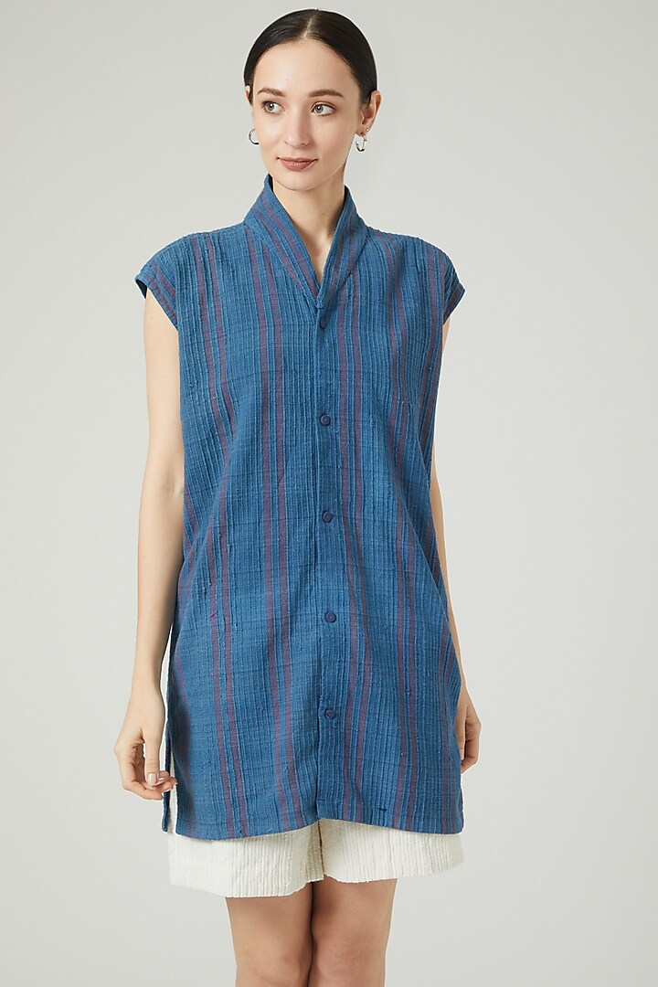 Cobalt Blue Printed Jacket by Iro Iro at Pernia's Pop Up Shop