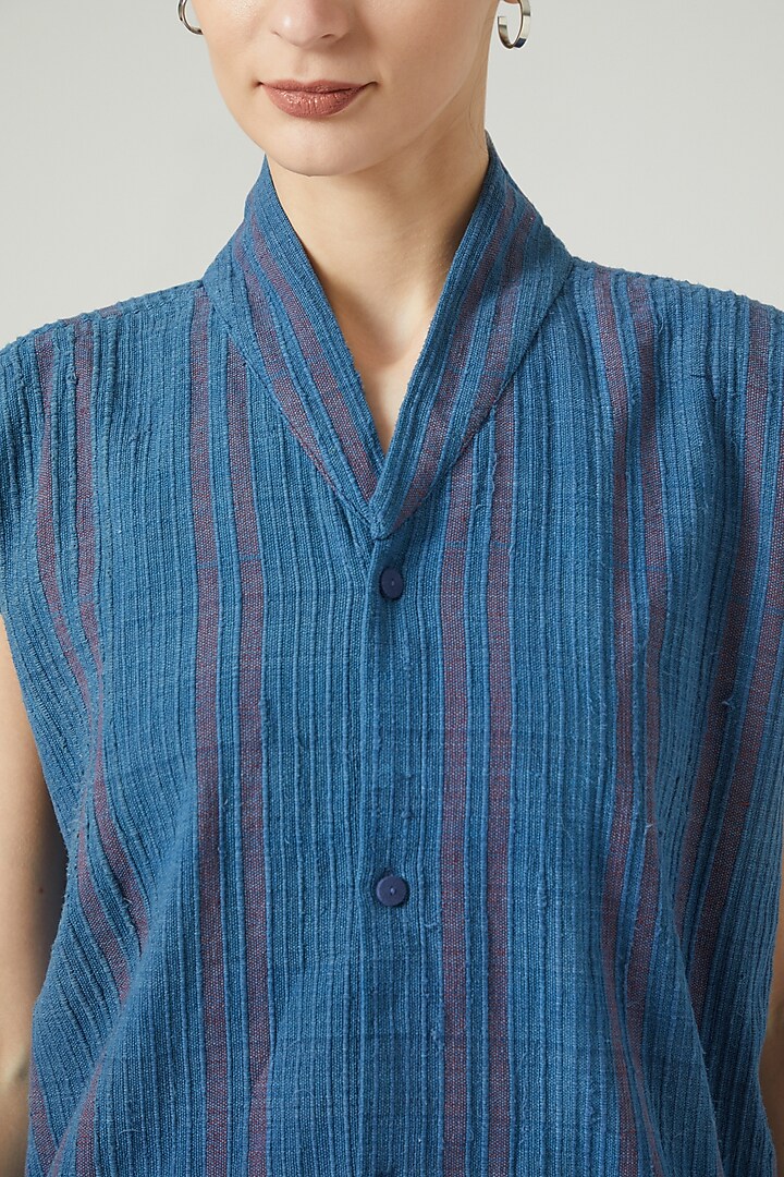 Cobalt Blue Printed Jacket by Iro Iro at Pernia's Pop Up Shop