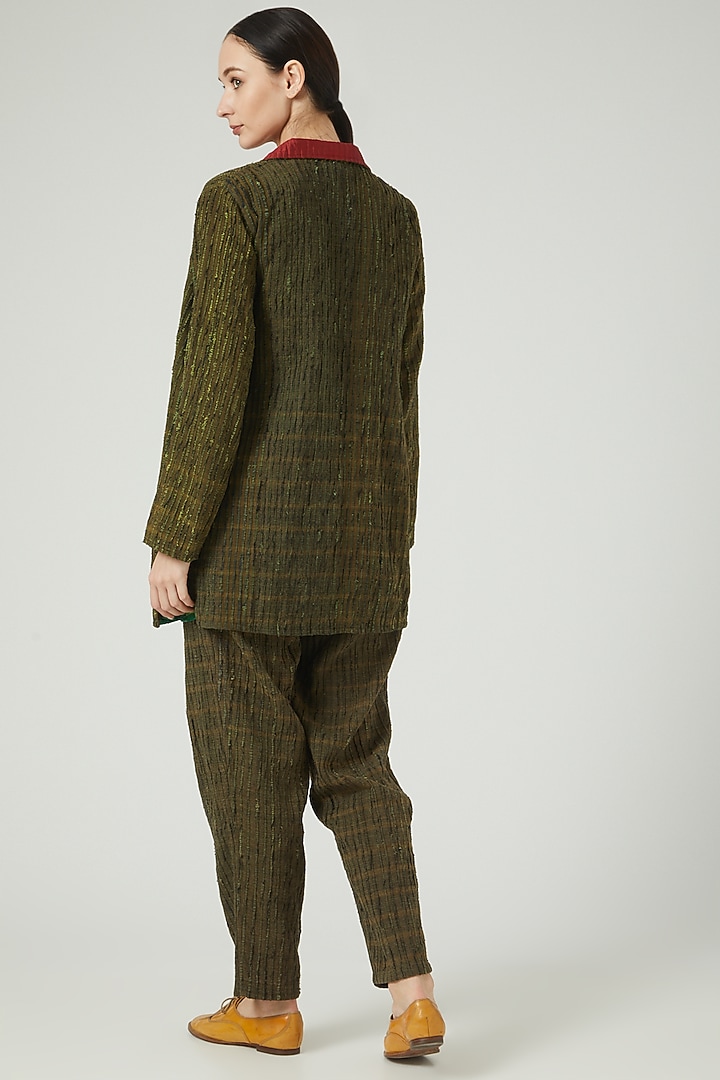 Olive Green Embroidered Jacket by Iro Iro at Pernia's Pop Up Shop