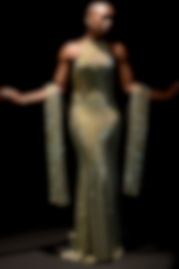 Mint Green Net Fishtail Wedding Gown With Stole by ITRH at Pernia's Pop Up Shop