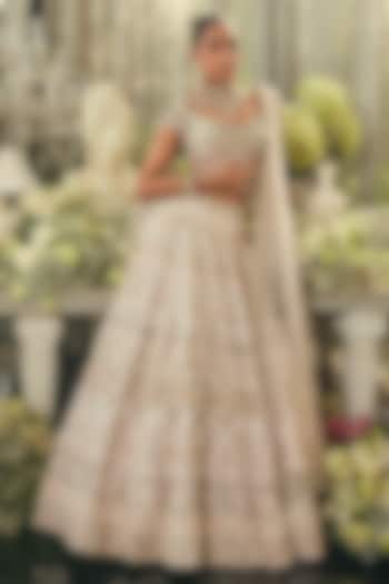 Blush Pink Raw Silk Sequins & Zardosi Embroidered Bridal Lehenga Set by Isa by Dolly Wahal at Pernia's Pop Up Shop