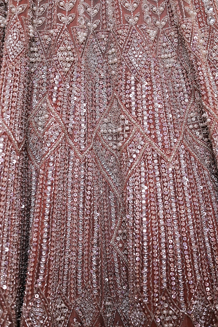 Peachy Brown Net Cutdana Embroidered Bridal Lehenga Set by Isa by Dolly Wahal at Pernia's Pop Up Shop