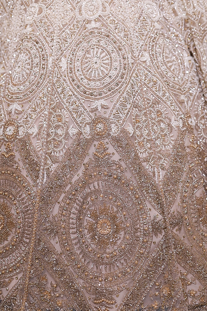 Ivory & Champagne Ombre Net Sequins Embroidered Bridal Lehenga Set by Isa by Dolly Wahal at Pernia's Pop Up Shop
