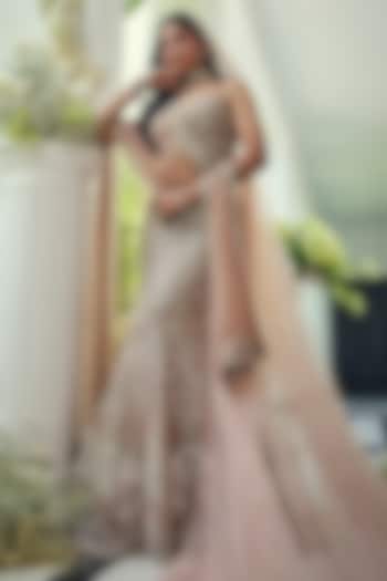 Walnut Gold Net Sequins & Crystal Embroidered Bridal Lehenga Set by Isa by Dolly Wahal at Pernia's Pop Up Shop